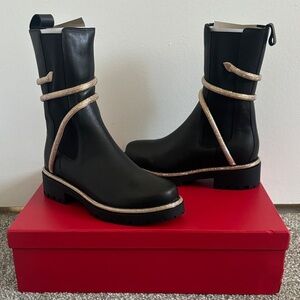 Rene Caovilla Black Boots with Rose Gold gem snake